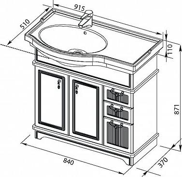 Тумба с раковиной Aquanet Луис 90 L 00212784 тёмный орех