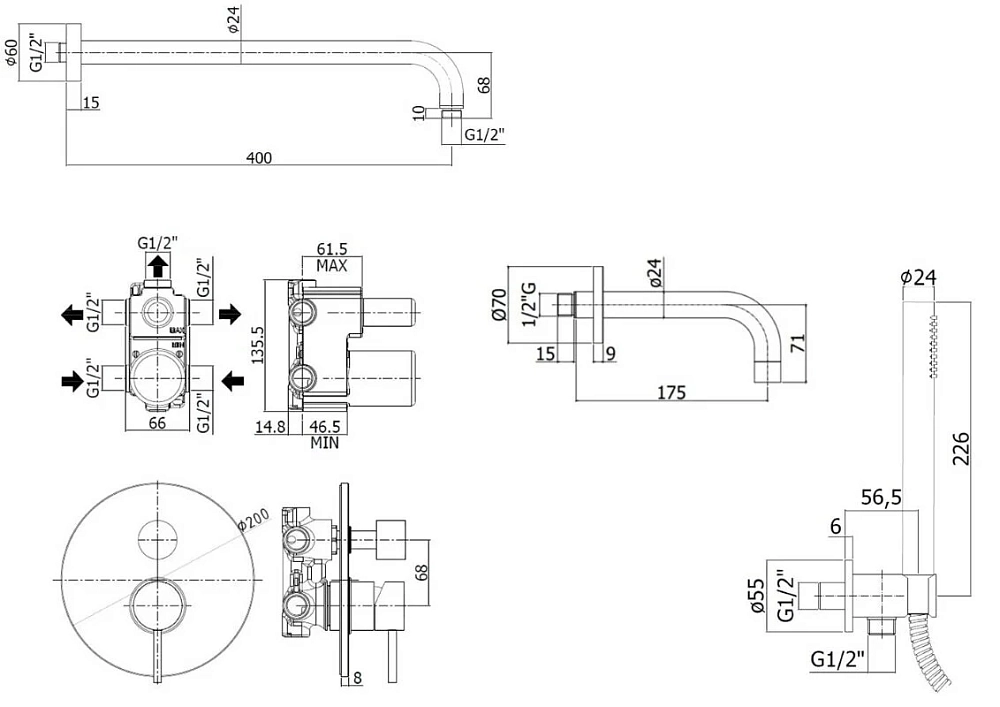 Душевая система Paffoni KIT LIG KITLIG019BO139 белый