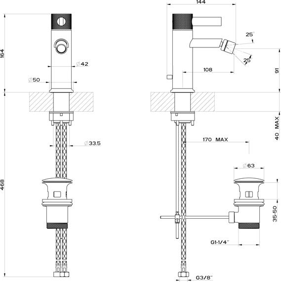 Смеситель для биде Gessi Inciso 58007#149, finox