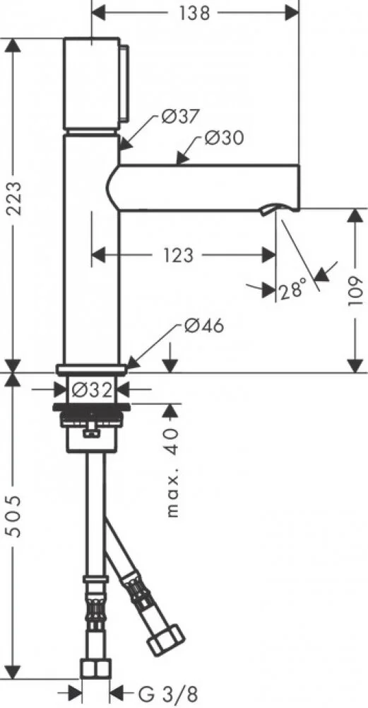 Смеситель для раковины Axor Uno 45012820 серый