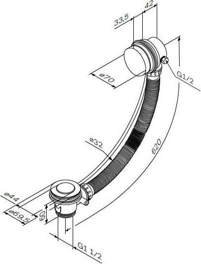 Слив-перелив Am.Pm Gem W90A-000-OflB, черный