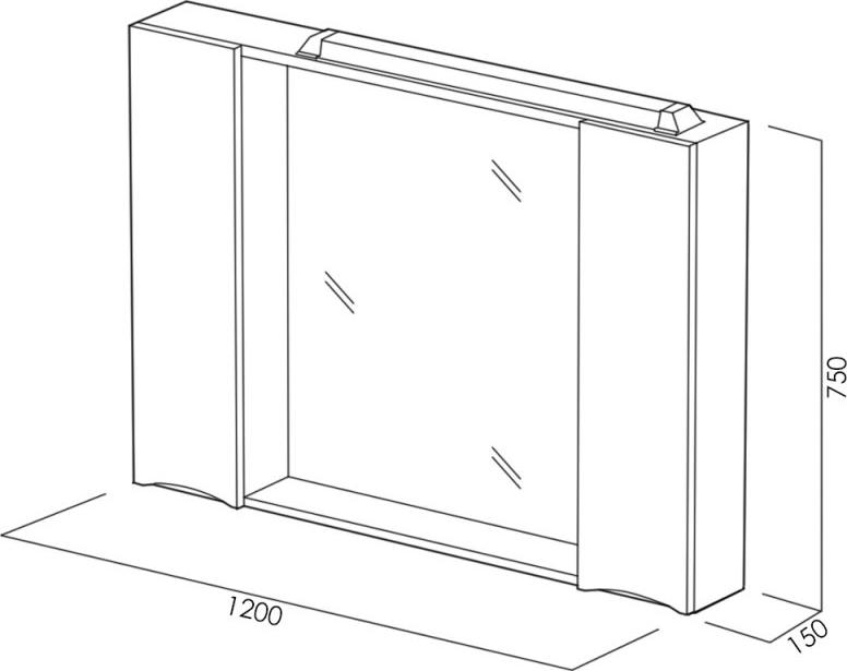 Зеркало-шкаф 120 см BelBagno MARINO-SPC-1200/750-2A-BL-P