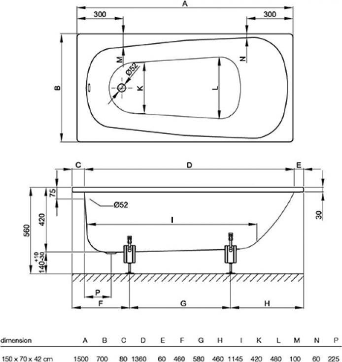 Стальная ванна Bette Form 150х70 3500-000