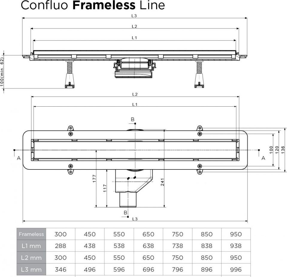 Душевой лоток Pestan Confluo Frameless Line 450 Gold 13701220, золото