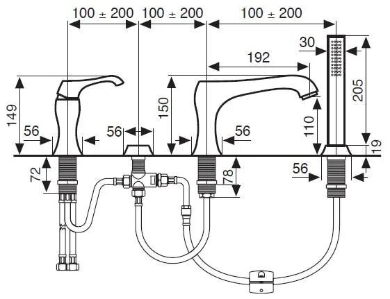 Смеситель для ванны с душем Emmevi Ares 76120OR золото