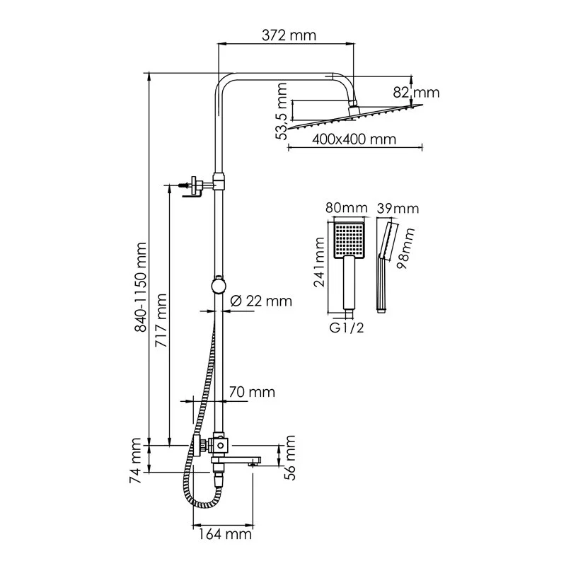 Душевая система WasserKRAFT серия A A199.119.141.010.CH Thermo хром