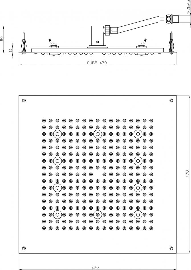 Верхний душ Bossini DREAM - Cube Light H37453 CR