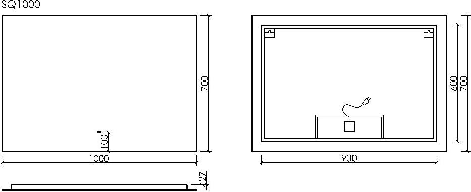 Зеркало Sancos Square 100х70 SQ1000