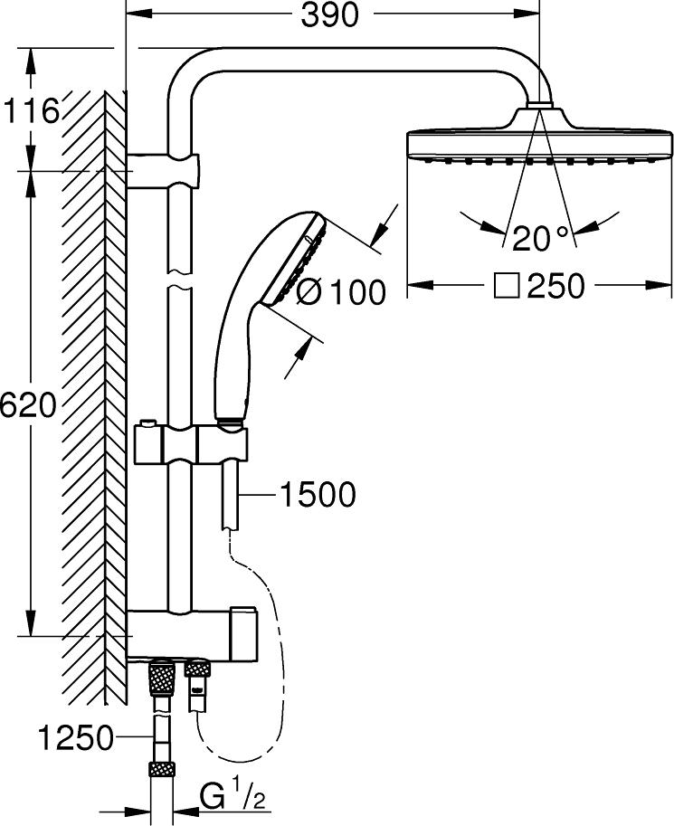 Душевая стойка Grohe Vitalio Start 26698000, хром