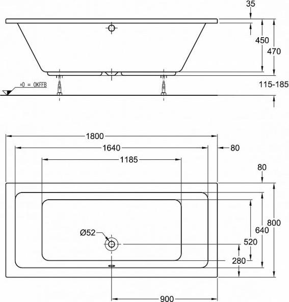 Акриловая ванна Geberit TAWA 650480000, белый