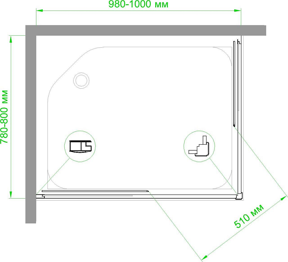 Душевой уголок 100х80 см Royal Bath HPD RB8100HPD-T стекло прозрачное