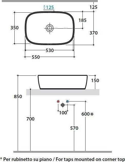 Раковина 55 см Globo Genesis GE044.BI*0