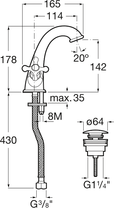 Смеситель для раковины Roca Carmen 5A3A4BC00