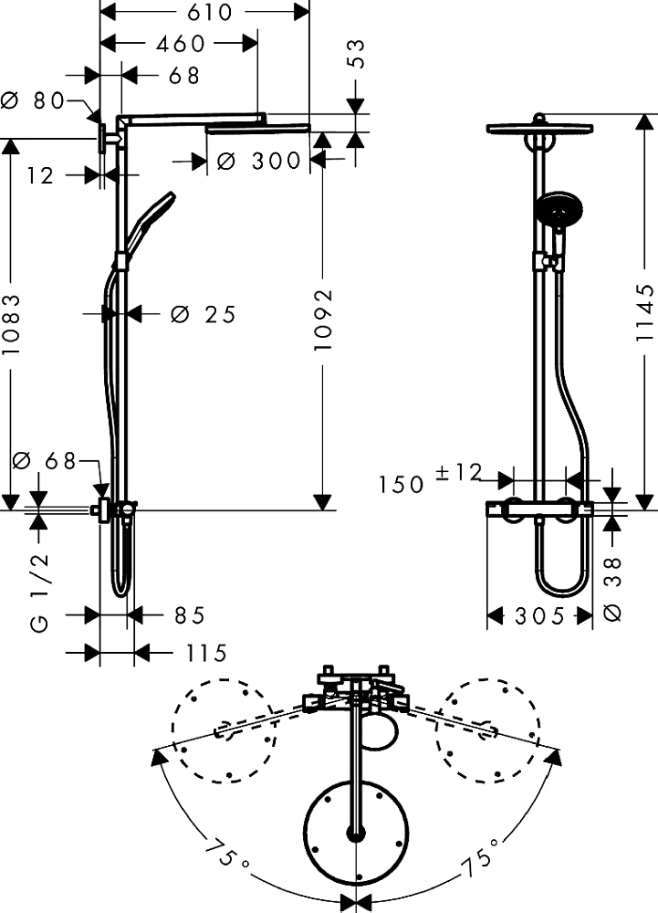 Душевая стойка Hansgrohe Raindance Select S 300 27114000 Showerpipe, хром