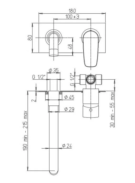 Смеситель для раковины Paini Parallel 47CR208P хром