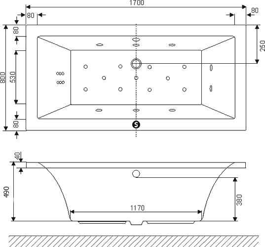 Акриловая ванна Excellent Pryzmat Lux 170x80