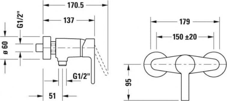 Смеситель Duravit B.2 B24230000010 для душа