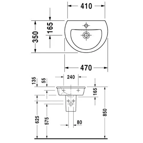 Раковина Duravit Darling New 073147 00 00, 47 х 34,5 см