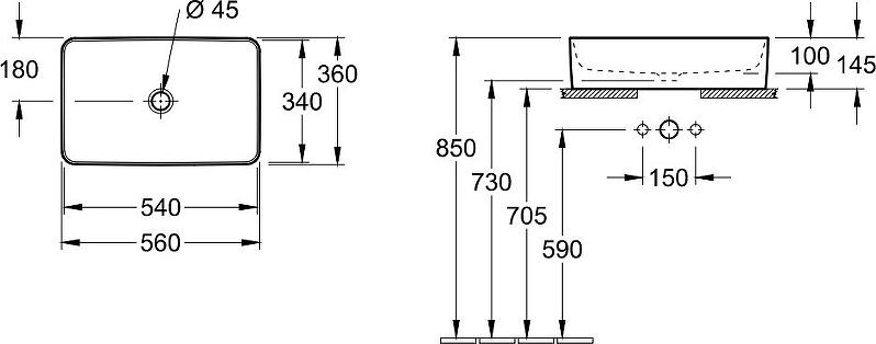 Раковина накладная Villeroy & Boch Collaro 56 4A205601, белый