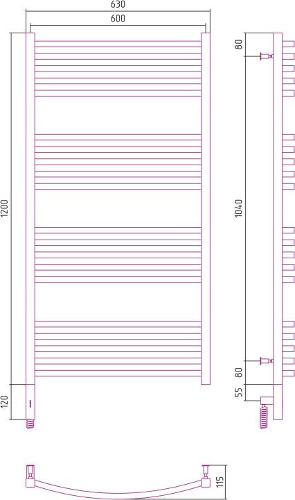 Полотенцесушитель электрический Сунержа Аркус 3.0 1200x600 30-5704-1260 МЭМ левый, белый матовый