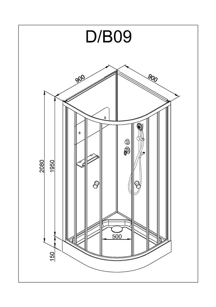 Душевая кабина Deto B B09BLACK