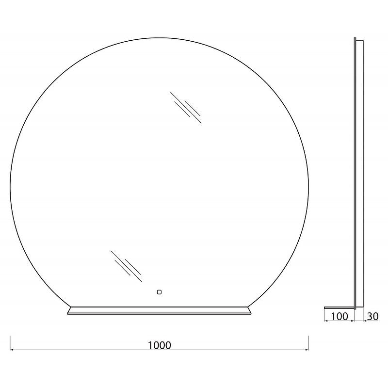 Зеркало BelBagno SPC-RNG-1000-LED-TCH-MENS 100 см, с подсветкой и сенсорным выключателем