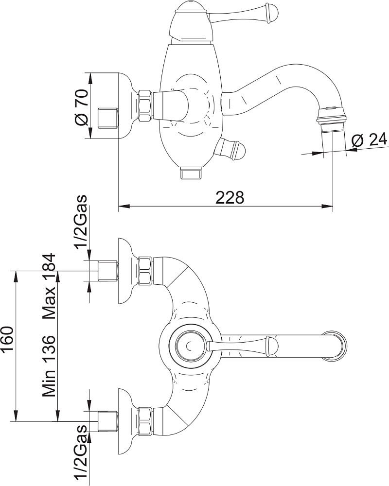 Смеситель Bandini Antico 855.120/SF CrOro для ванны с душем