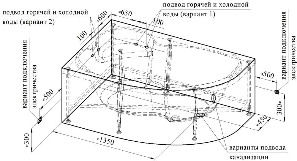 Акриловая ванна Vannesa Massage 170х110 2-77-2-1-9-217 белый