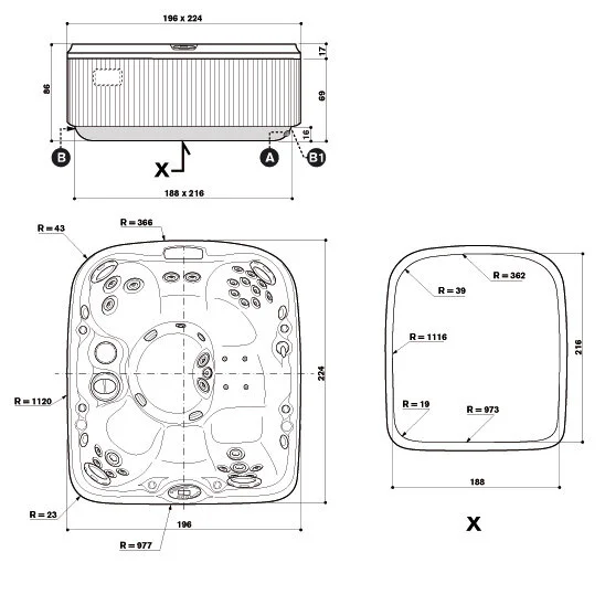 Акриловая ванна Jacuzzi Premium 9444-05165+903 белый