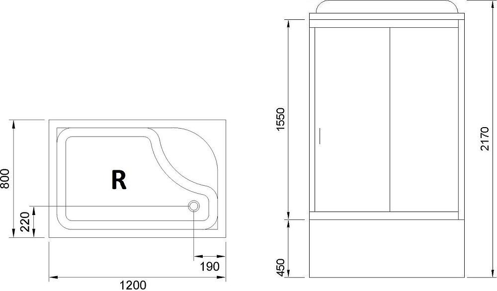 Душевая кабина 120х80 см Royal Bath BP RB8120BP5-WT-R стекло прозрачное