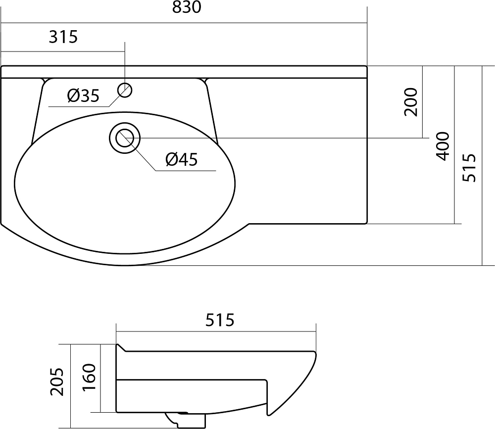 Раковина Santek Коралл 1WH110228 83 см.