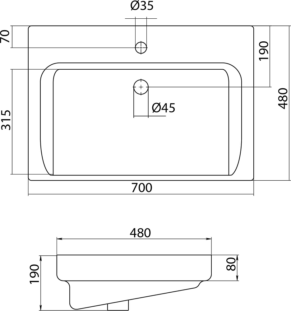 Раковина Santek Тигода 1WH302083 70 см.