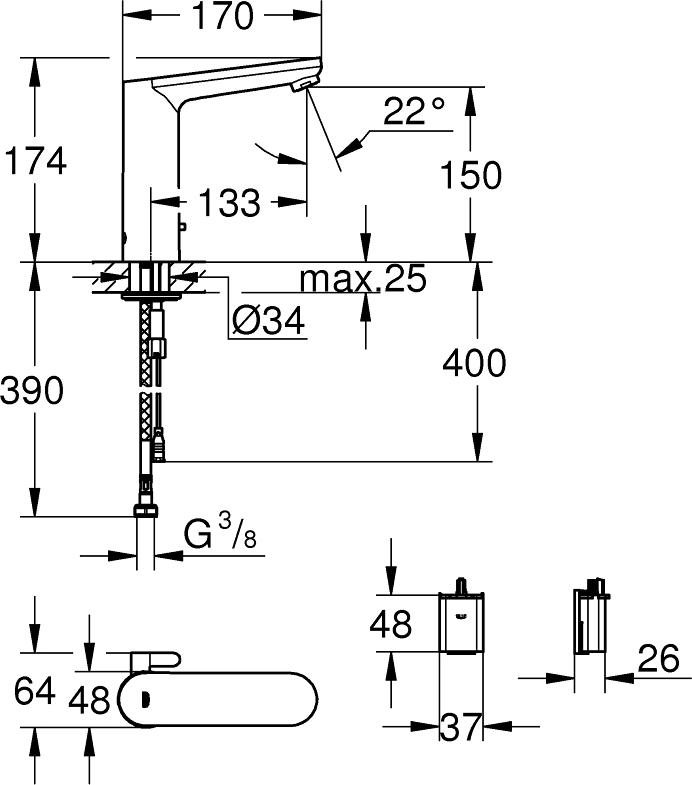 Смеситель для раковины Grohe Eurosmart Cosmopolitan E 36422000