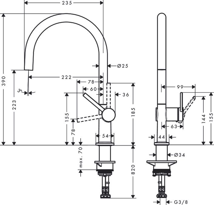 Смеситель для кухни Hansgrohe Talis M54 72804000, хром