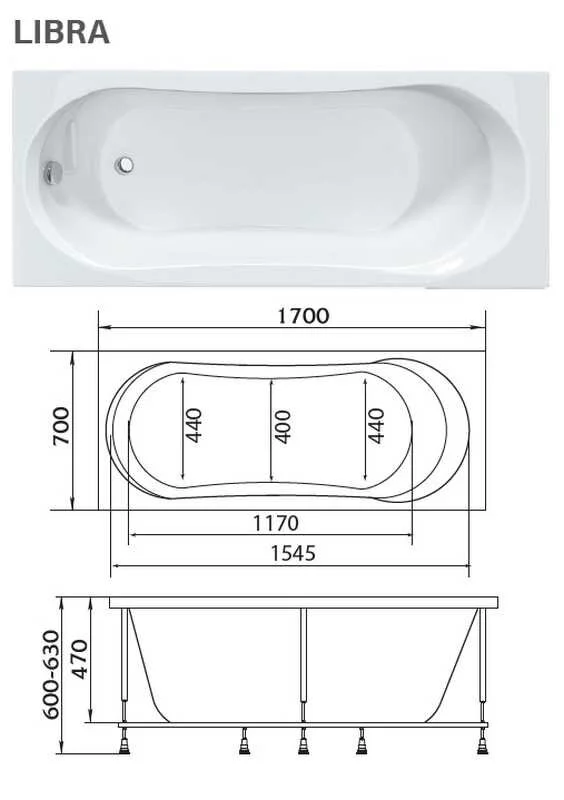 Акриловая ванна 1MarKa Libra 01ли1770 белый