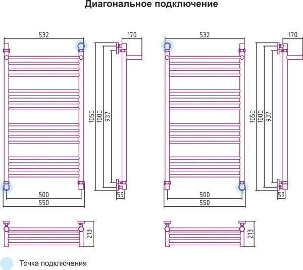 Полотенцесушитель водяной Сунержа Богема 00-0103-1050 100x50 с полкой