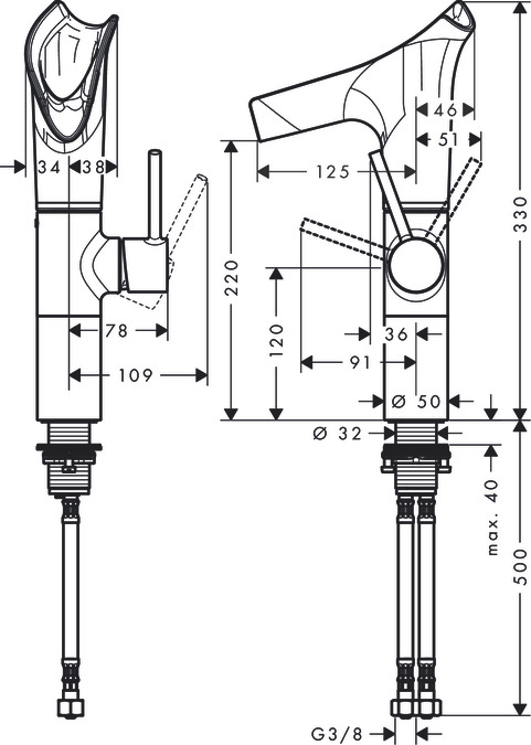 Смеситель для раковины Axor Starck V 12117250, золото