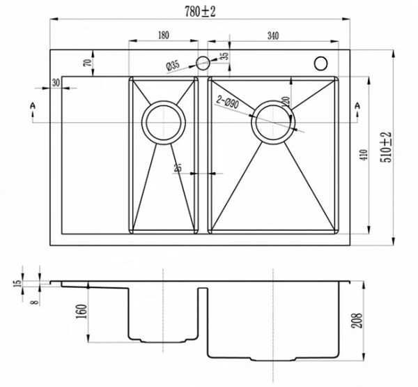 Кухонная мойка Zorg Inox RX RX 5178-2-L серый