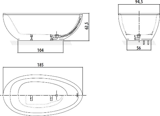 Акриловая ванна Jacuzzi Desire 185x95 9443814A