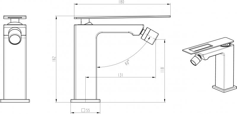 Смеситель для биде Boheme Q 146-BB.2, чёрный