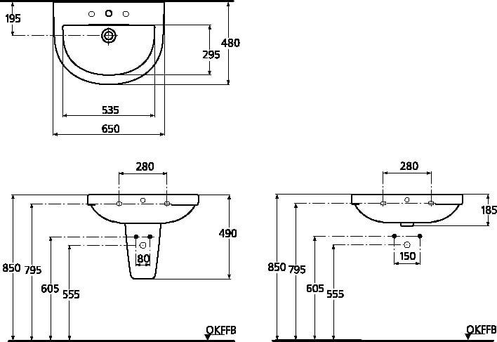 Раковина 65 см Ideal Standard Washpoint W418201, белый