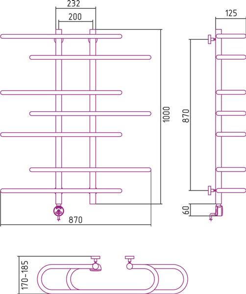 Полотенцесушитель электрический Сунержа Фурор-ёлочка 100x90 L