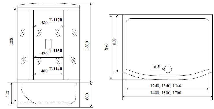 Душевая кабина Timo Comfort Fabric Glass F-8840