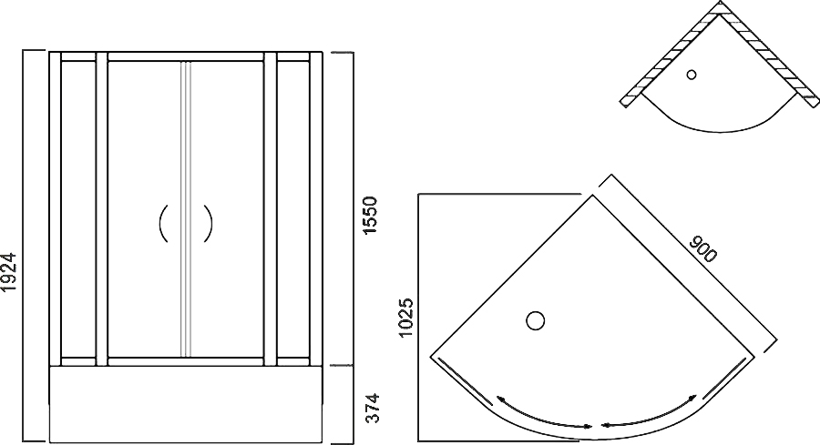 Душевой уголок Am.Pm Sense Deep W75E-222A090WT