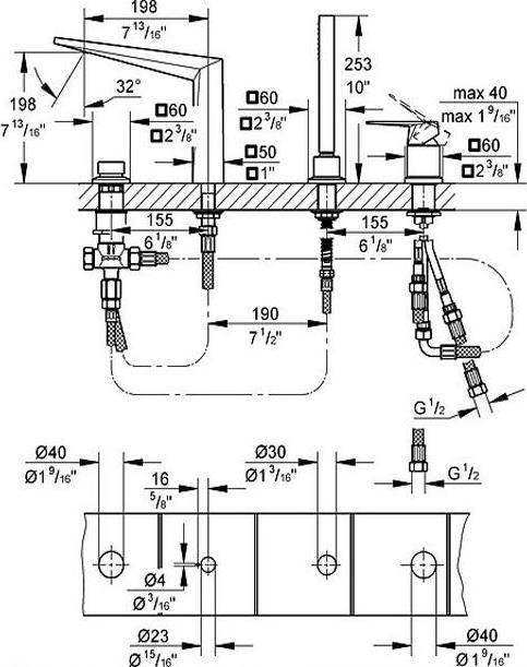 Смеситель Grohe Allure Brilliant 19787000 на борт ванны