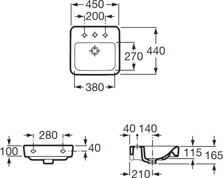 Раковина 45 см Roca Dama Senso Square 32751T000