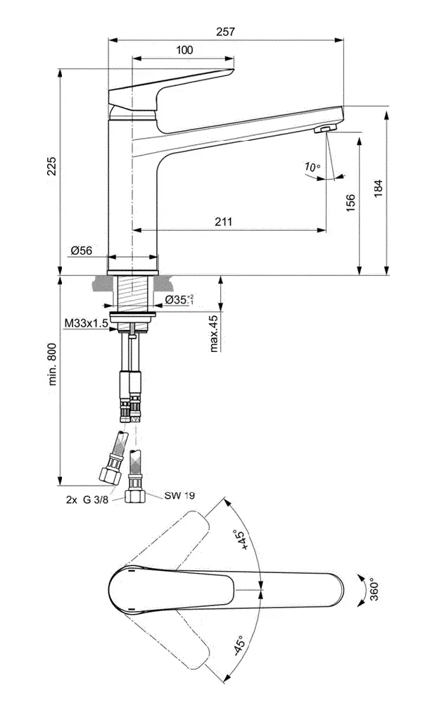 Смеситель для кухни Ideal Standard Ceraplan III B0954AA хром