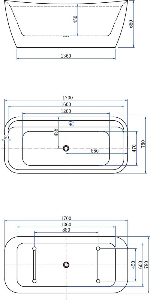 Акриловая ванна Allen Brau Infinity 2 170x78 2.21002.20/PWM, белый/папирус