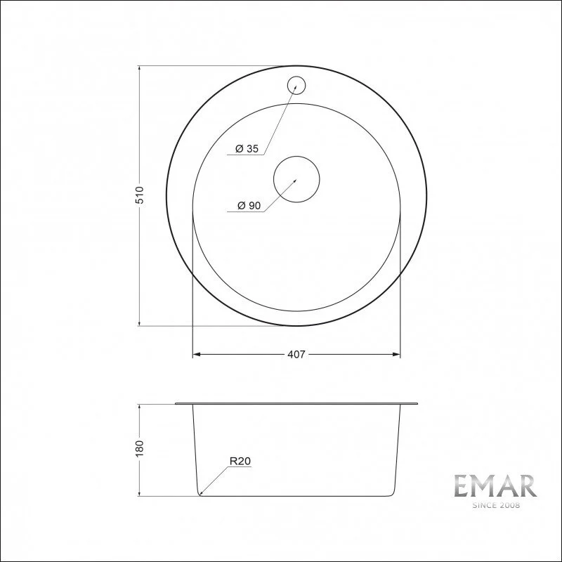 Кухонная мойка Emar Steel 510С серый