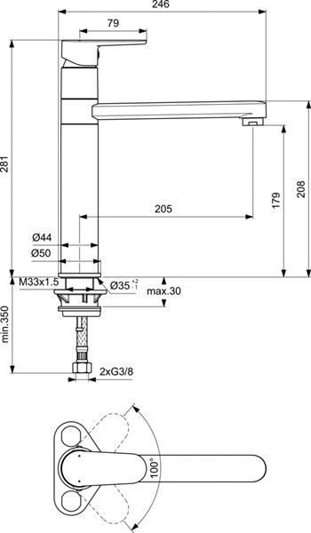 Смеситель для кухонной мойки Ideal Standard Cerafine O BC501AA, хром